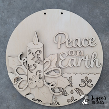 Load image into Gallery viewer, Candle Peace on Earth Christmas Doorhanger