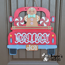 Load image into Gallery viewer, Gingerbread Truck Merry and Bright doorhanger