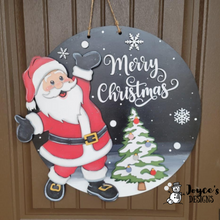 Load image into Gallery viewer, Merry Christmas Doorhanger Santa and Tree