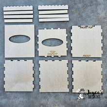 Load image into Gallery viewer, Interchangeable Wooden Tissue Box Cover – Fits 4.25” Insert Signs – DIY Home Décor Cube Base