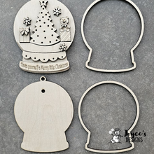 Load image into Gallery viewer, Christmas Tree Snowglobe Ornament – DIY Wood Blank with Optional Fairy Light Feature