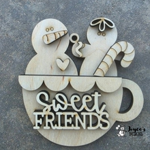 Load image into Gallery viewer, Sweet Friends Gingerbread Mug Ornament | Unfinished Wooden Christmas Ornament Blank | DIY Paint Kit