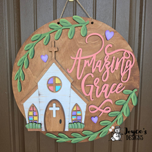Load image into Gallery viewer, Amazing Grace Door Hanger – Faith-Inspired Wood Sign for Front Door or Wall Décor