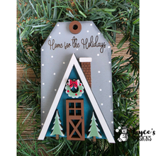 Load image into Gallery viewer, Ski Lodge Wood Blank with Gift Card Holder – DIY Winter Cabin Decor – Paintable Wood Craft for Holiday Gifting