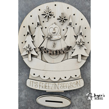 Load image into Gallery viewer, Penguin Snowglobe Wood Blank – 9x11" with 20 Light Holes – DIY Winter Craft for Painting & Decorating