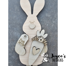 Load image into Gallery viewer, Bunny with Carrot and Tag Wood Blank – 15”