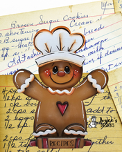 Load image into Gallery viewer, Gingerbread Shelf Sitter Wood Blank – DIY Recipe Card Holder – Cute Kitchen Décor Gift