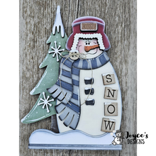 Load image into Gallery viewer, Snowman Frosty with Trees Wood Blank | Lighted Shelf Sitter with Fairy Lights – DIY Christmas Decor