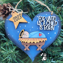 Load image into Gallery viewer, For Unto Us a Child Is Born, Christmas Wooden Ornament Kit, DIY Christmas Decor, Kids Christmas Crafts