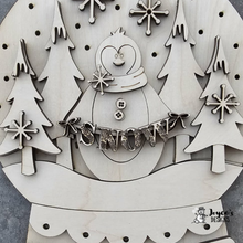 Load image into Gallery viewer, Penguin Snowglobe Wood Blank – 9x11" with 20 Light Holes – DIY Winter Craft for Painting & Decorating