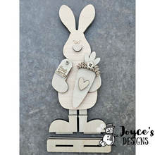 Load image into Gallery viewer, Bunny with Carrot and Tag Wood Blank – 15”