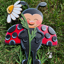 Load image into Gallery viewer, Ladybug with Daisy Shelf Sitter – 7x9 Spring Wooden Decor