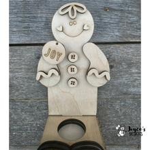 Load image into Gallery viewer, Gingerbread Votive Shelf Sitter | 4x10 Unfinished Wooden Christmas Decor | DIY Paint Kit