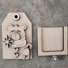 Load image into Gallery viewer, Polar Bear Gift Tag Ornament – Multi-Use Unpainted Wood Blank