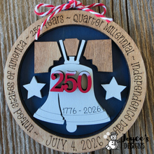 Load image into Gallery viewer, America 250th Anniversary Wood Ornament Blank | DIY Patriotic Craft for Kids | 1776–2026 Independence Day Keepsake | Paintable Wooden Ornament