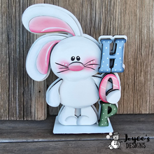 Load image into Gallery viewer, Floppy Easter Bunny "HOP" Shelf Sitter Wood Blank – 15” or 8” Tall