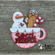 Load image into Gallery viewer, Sweet Friends Gingerbread Mug Ornament | Unfinished Wooden Christmas Ornament Blank | DIY Paint Kit