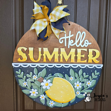 Load image into Gallery viewer, Hello Summer Lemon Doorhanger Woodblank
