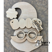Load image into Gallery viewer, Wonky Santa with Glasses Wood Ornament 5" x 7.75" | DIY Christmas Ornament | Unfinished Wood Blank | Paint Your Own Holiday Craft