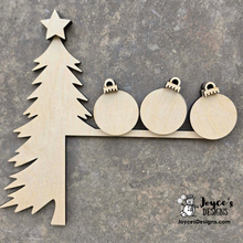 Load image into Gallery viewer, Christmas Tree & Bulb Door Corner | Choose Left or Right | 12.5 x 13 | Unfinished Wood Christmas Décor