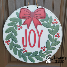 Load image into Gallery viewer, Joy with a Wreath Doorhanger