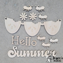 Load image into Gallery viewer, Hello Summer Watermelon and Ants, Summer, Porch Sitter, All Season, Front Porch, Farm House, Rustic, DIY Sign