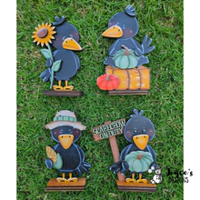 Load image into Gallery viewer, Crow with Sign Wood Blank | Unfinished DIY Fall Wood Cutout | 3.25" x 6"