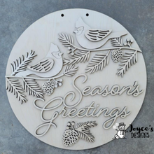 Load image into Gallery viewer, Cardinal Season's Greetings doorhanger