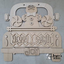 Load image into Gallery viewer, Gingerbread Truck Merry and Bright doorhanger