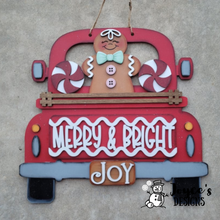Load image into Gallery viewer, Gingerbread Truck Merry and Bright doorhanger