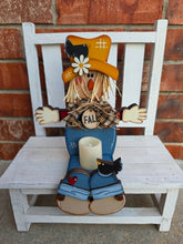 Load image into Gallery viewer, Scarecrow Votive Candle Holder Wood Blank | DIY Fall Candle Holder | Unfinished Wood Craft | 4" x 10"