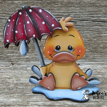 Load image into Gallery viewer, Wood Blank Shelf Sitter Duck with Umbrella – 5x6 DIY Craft Kit | Rainy Day Decor | Paint Your Own Wood Cutout