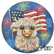 Load image into Gallery viewer, Teri's Patriotic Highland Cow 3 Dimensional