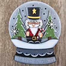 Load image into Gallery viewer, Tis the Season Nutcracker Snowglobe Shelf Sitter | 6.5" x 8" Wood Blank with 10 Holes for Fairy Lights | DIY Christmas Decor