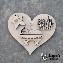 Load image into Gallery viewer, For Unto Us a Child Is Born, Christmas Wooden Ornament Kit, DIY Christmas Decor, Kids Christmas Crafts