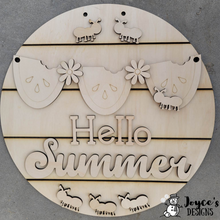 Load image into Gallery viewer, Hello Summer Watermelon and Ants, Summer, Porch Sitter, All Season, Front Porch, Farm House, Rustic, DIY Sign
