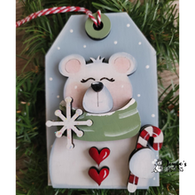 Load image into Gallery viewer, Polar Bear Gift Tag Ornament – Multi-Use Unpainted Wood Blank