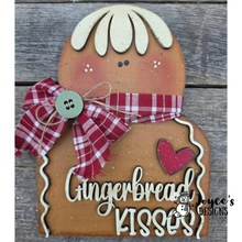 Load image into Gallery viewer, Gingerbread Kisses Shelf Sitter | 7x9 Unfinished Wooden Christmas Decor | DIY Paint Kit