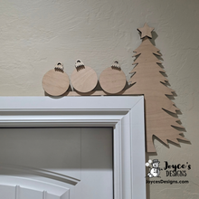 Load image into Gallery viewer, Christmas Tree & Bulb Door Corner | Choose Left or Right | 12.5 x 13 | Unfinished Wood Christmas Décor
