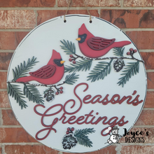 Load image into Gallery viewer, Cardinal Season's Greetings doorhanger