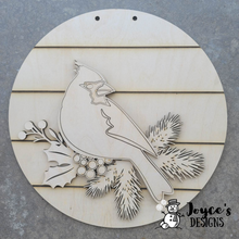 Load image into Gallery viewer, Cardinal on a Branch Winter Door Hanger