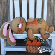 Load image into Gallery viewer, Floppy Bunny with Basket Shelf Sitter Wood Blank – 10” Wide