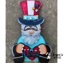Load image into Gallery viewer, Uncle Sam USA 250th Anniversary Shelf Sitter | Patriotic Wood Decor | 1776–2026 Americana | Fourth of July Decoration