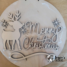 Load image into Gallery viewer, Merry Christmas Reindeer Door Hanger Wood Blank – Ready to Paint (Door Decor DIY)