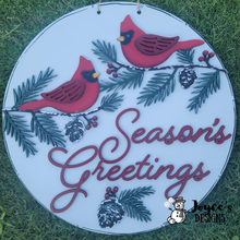 Load image into Gallery viewer, Cardinal Season's Greetings doorhanger