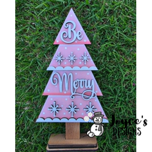 Load image into Gallery viewer, Tree Be Merry Shelf Sitter | 5.5x11 Rustic Christmas Decor | Primitive Farmhouse Holiday Wood Sign