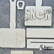 Load image into Gallery viewer, Snowman Shovel Wood Blank | 9.25x18 DIY Christmas Sign with “SNOW” and Snowman Face