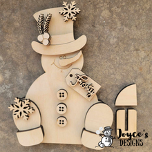 Load image into Gallery viewer, Chunky Sitting Snowman Shelf Sitter