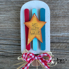 Load image into Gallery viewer, Patriotic Popsicle Red White and Blue Star– 2.5x6 DIY Patriotic Decor – Paintable 4th of July Craft (Copy) (Copy) (Copy)
