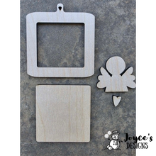 Load image into Gallery viewer, Whimsical Angel Frame Ornament Wood Blank | 4.5 x 5 DIY Christmas Ornament